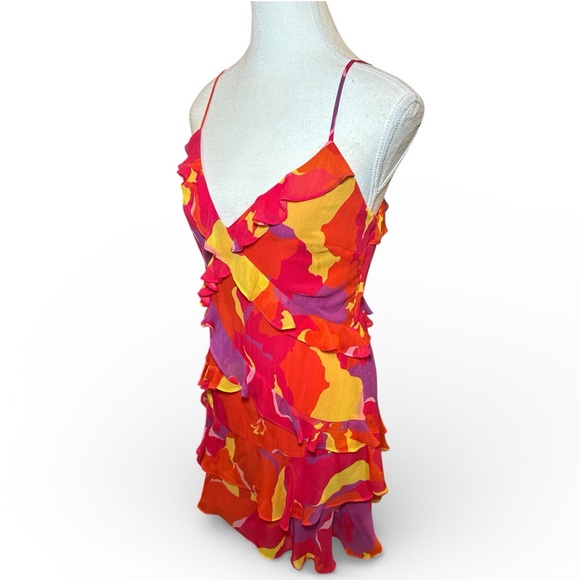 Ramy Brook Maria Pink Punch Amalfi Ruffle Mini Dress Sz 2 - Picture 12 of 15